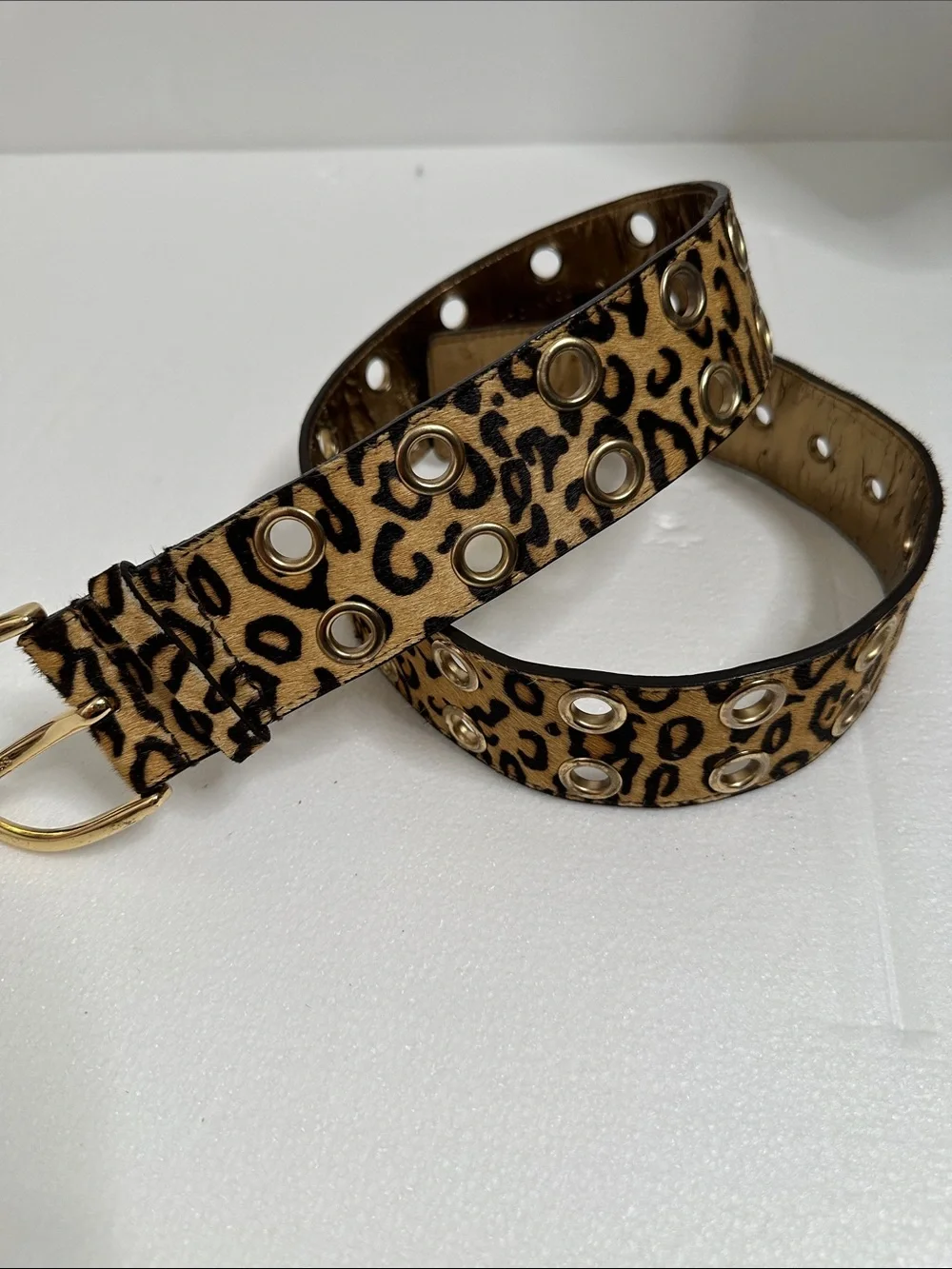 Michael kors Leopard Print Double-Grommet Women's Belt - Gold Hardware size M